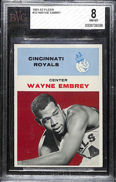 1961-62 Fleer #12 Wayne Embry Rookie Card - BVG 8